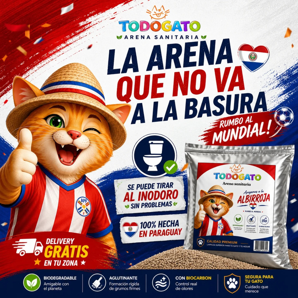 Arena sanitaria TODOGATO, hecha en Paraguay